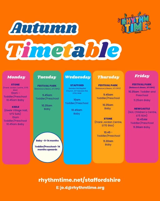 Rhythm Time Staffordshire Autumn 2026 timetable